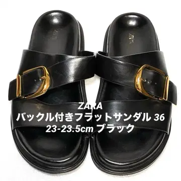 ZARA 자라 버클 플랫 샌들 36 23-23.5cm 블랙