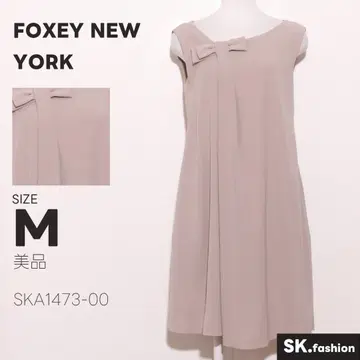 새상품급 FOXEY NEW YORK 원피스 무릎 기장 리본 백 버튼