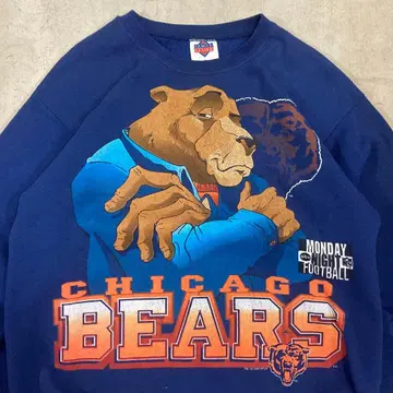 90s 빈티지 USA제 NFL 시카고 베어스 맨투맨 네이비