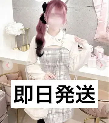 허니뮤우 카라 부착 볼레로 체크 앙상블 원피스 그레이 셋업