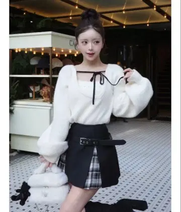 Darich 다리치 아지메 레이어드 니트탑 아이보리
