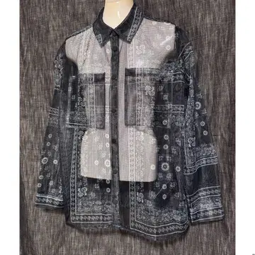 ZARA 자라 시스루 메쉬 오버 사이즈 셔츠 페이즐리 블랙