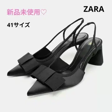 새상품 빅 사이즈 41 ZARA 리본 슬링백 뮬 펌프스