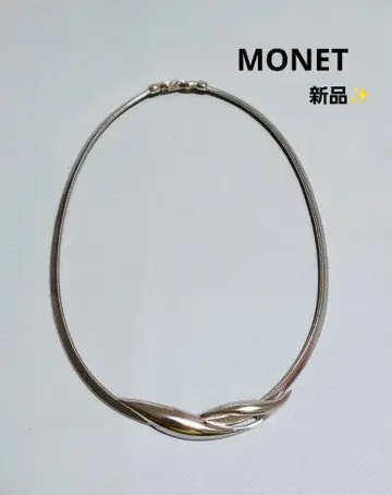 z61 MONET 실버 유선형 디자인 목걸이 새상품