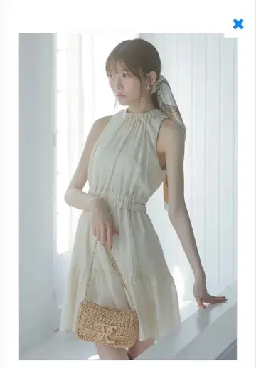 rienda 홀터넥 개더 미니 플레어 원피스