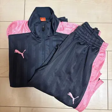 PUMA 스트라이프 저지 S~M 그레이/핑크