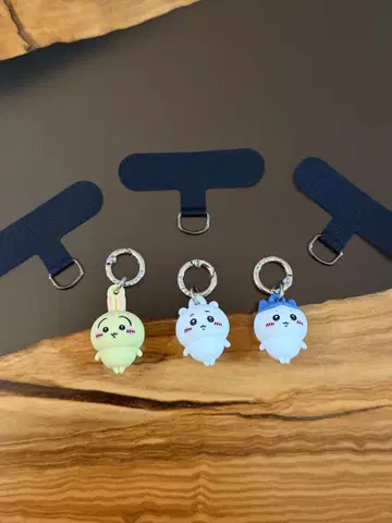 치이카와 (먼작귀) iPhone 참 키링 3개 세트 (스트랩 홀더 포함)