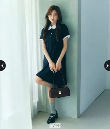 Rirandture 레이스 폴로 칼라 미니 원피스