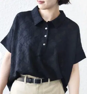SHIPS 시어 자카드 폴로 옷깃 숏 슬리브 풀오버
