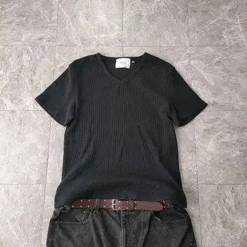 rib v neck tee black y2k
