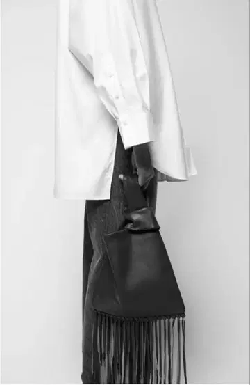 ZARA 자라 프린지 가죽 핸드백 양가죽 카키