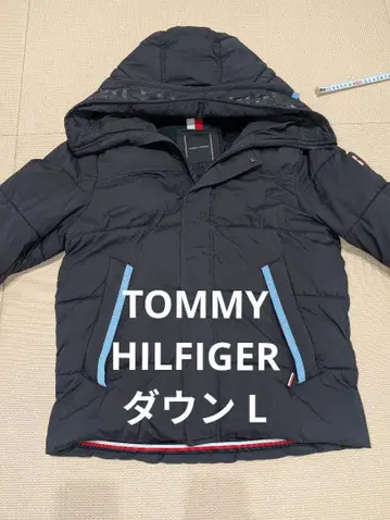 타미힐피거 다운 자켓 L 네이비 자수 로고 TOMMY