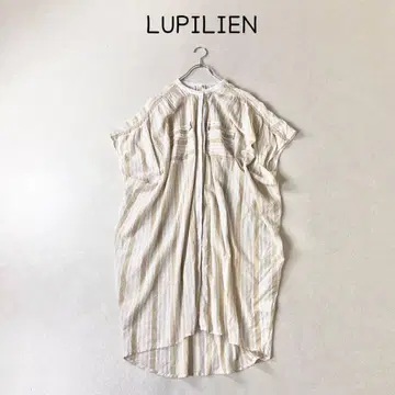 LUPILIEN 나츄란 취급 밴드 카라 개더 시어 원피스