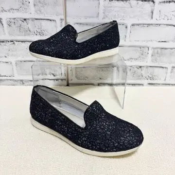 키다리 아저씨 슬립온 플랫슈즈 블랙 라메 믹스 23.0cm