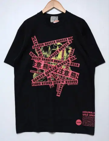 VINTAGE 곰 출몰 주의 COMPASS 일본제 T셔츠 L 데드스탁