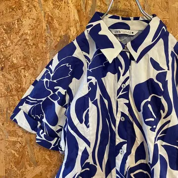 AE10086 ZARA 셔츠 원피스 블루 여성용 26 포스
