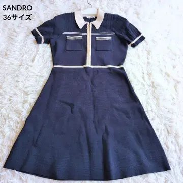 SANDRO 니트 집업 미니 드레스 36 사이즈 네이비