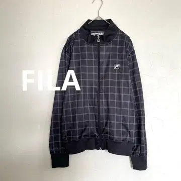 휠라 FILA 체크 트랙 자켓 저지 블랙 얇은 소재 M