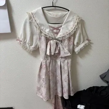 LIZLISA Sewing Bear 패턴 셋업 반팔