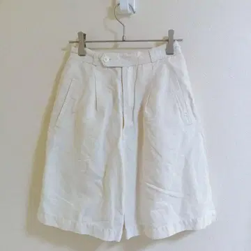 수수료 린 하프 팬츠 와이드 6 아이보리 린넨 면