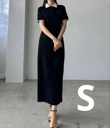 Louere 블랙 폴로 셔츠 원피스 S 롱 원피스 루엘르