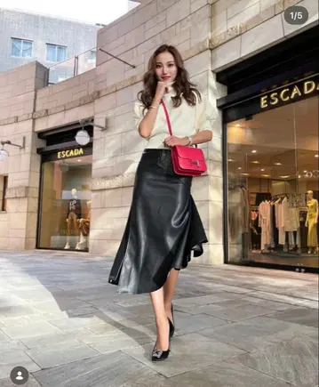 sheller 가죽 플레어 스커트