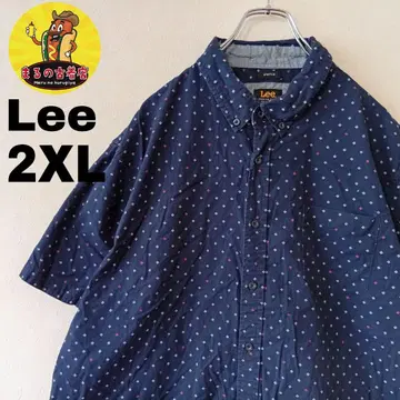 USA 구제 의류 Lee 반팔 버튼 셔츠 2XL 네이비