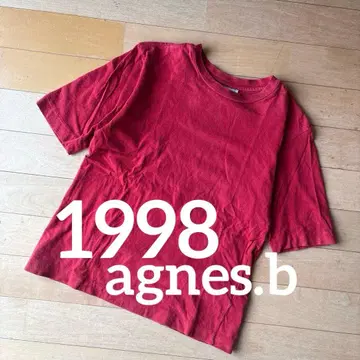 1998 agnes.b 빈티지 에네스베 빨간색 반팔 티셔츠 헤이세이