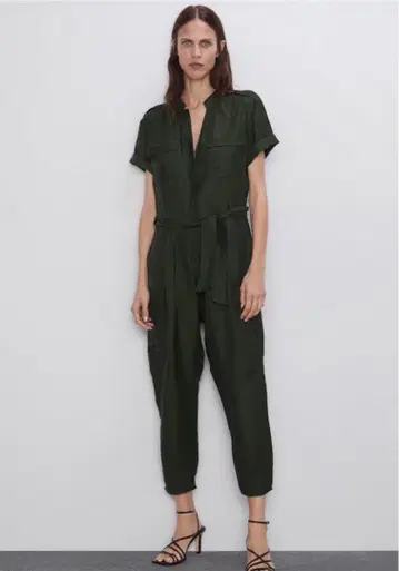 ZARA 주름 가공 카고 점프수트 S