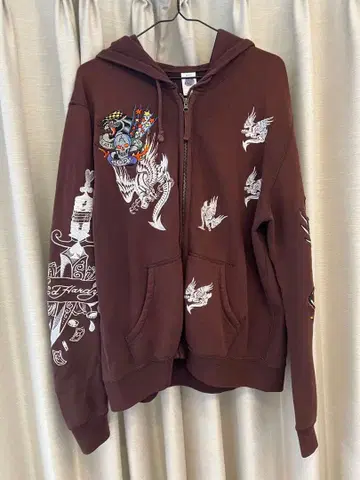 Ed Hardy 자수 디자인 집업 후드티