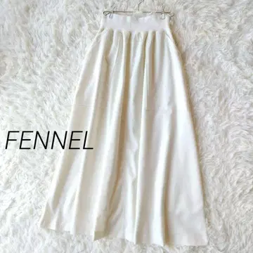 새상품급 FENNEL 플레어 스커트 허리 리브 린넨 혼방 화이트