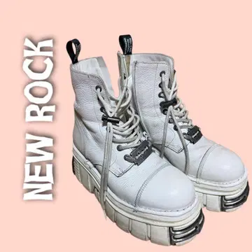 [ NEW ROCK ] 커스텀 화이트 가죽 부츠 42