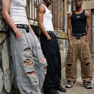 배드블러드 바지 Destroyed Raw-Edge Joggers 블랙 | 브랜드 중고거래