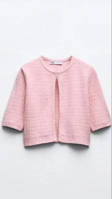 새상품 ZARA 체크 니트 크롭 가디건 자라