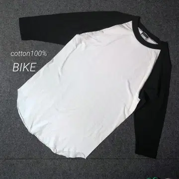 BIKE 래글런 7부 소매 T셔츠 XL 화이트 블랙