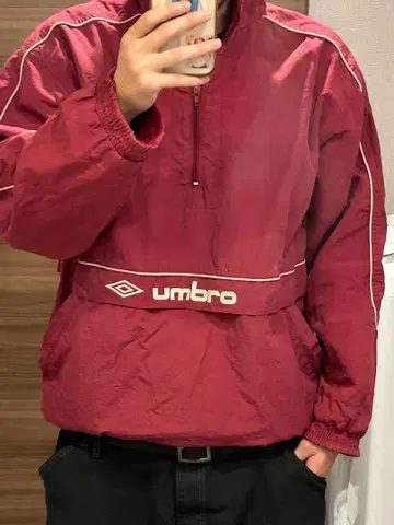 00년대~90년대 umbro 아노락 후드티 와인 레드
