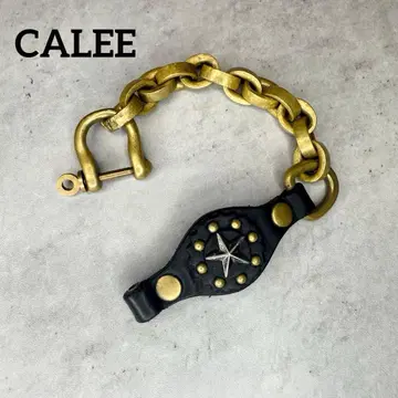 CALEE 칼리 브라스 x 가죽 팔찌 뱅글 놋쇠