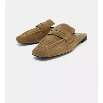 ZARA 스플릿 스웨이드 뮬 로퍼 플랫 샌들 36