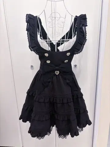 [ LIZLISA ] 프론트 리본 U넥 점프스커트
