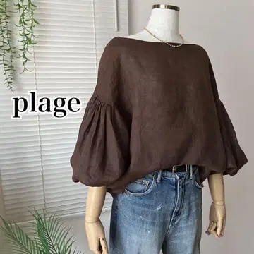 [ 2023SS ] plage Linen 개더 블라우스 린넨 브라운