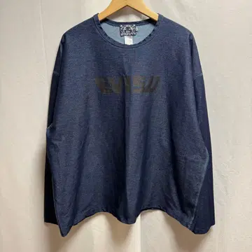 EVISU 에비수 갈매기 페인트 인디고 블루 롱T 44