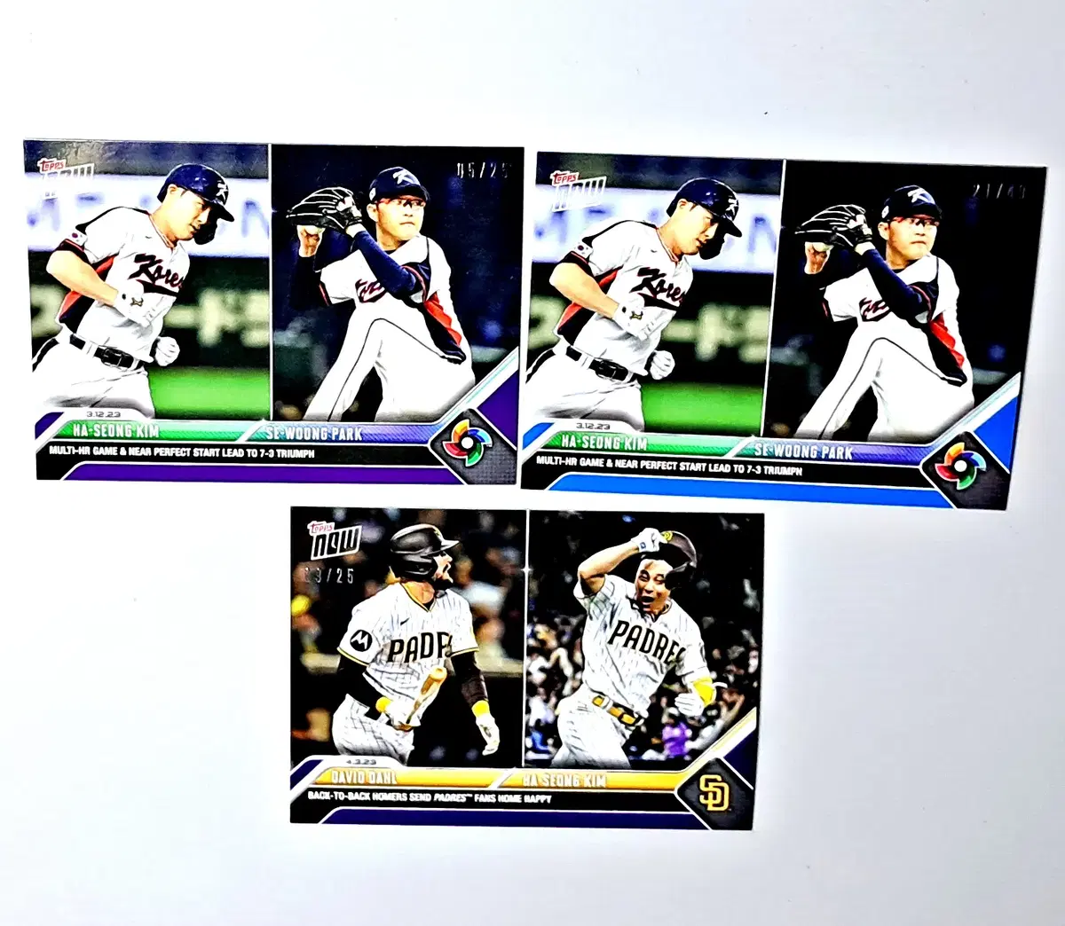 WBC 국대카드 3장 김하성 박세웅 25장 한정, 49장 한정 등(상태확