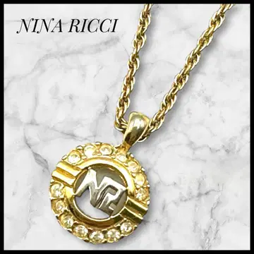 [ NINA RICCI ] 빈티지 로고 목걸이 골드 큐빅