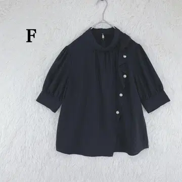 여성용 칠부 소매 블라우스 고급 펄 비즈 장식 F 블랙
