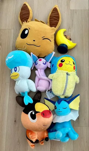 포켓몬 봉제 인형과 이브이 룸 라이트 세트입니다.