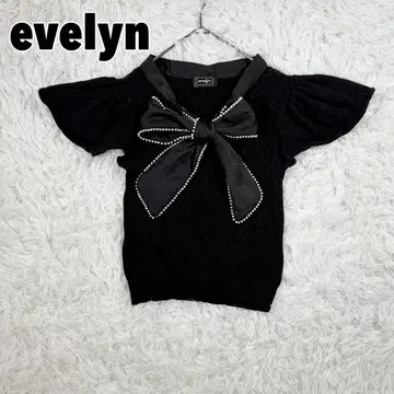 evelyn 에블린 니트 리본 펄 양산형 지뢰계 프릴 소매