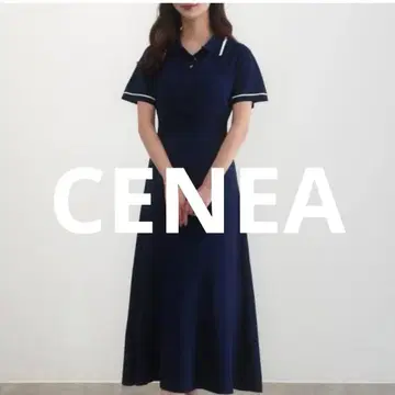 CENEA 반팔 폴로 니트 원피스 페치 스커트 포함 M 사이즈