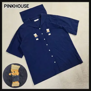 PINKHOUSE 반팔 셔츠 세일러 카라 큐피 자수 네이비