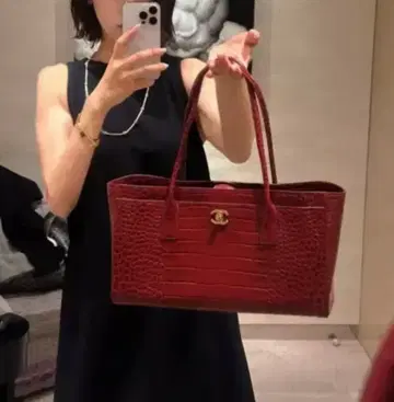 샤넬 26s 악어 크로커 크록 뉴서프 쇼핑백
