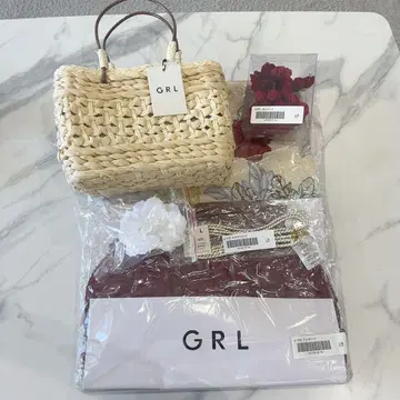 GRL 꽃무늬 유카타 오비 바스켓백 등 5종 세트